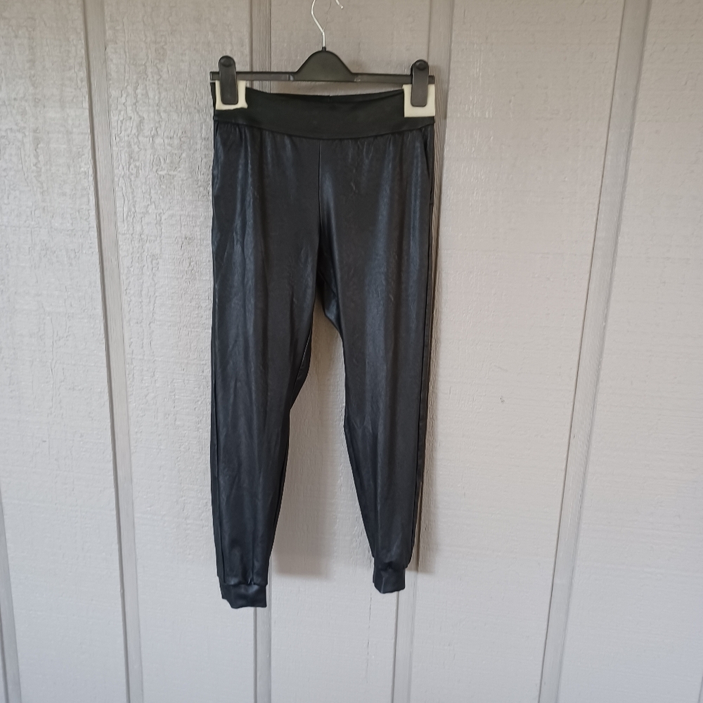 Commando Women Faux Leather Jogger Pant Size S Pockets Pull On Color Black